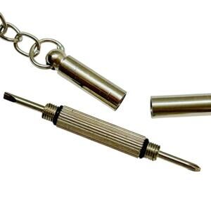 Small Tiny Screwdrivers Silvertone Keychain 4" Keyring